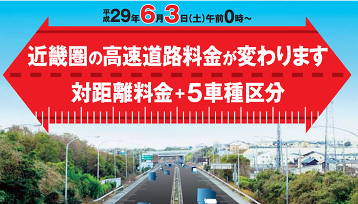 近畿圏の高速道路料金が変わります